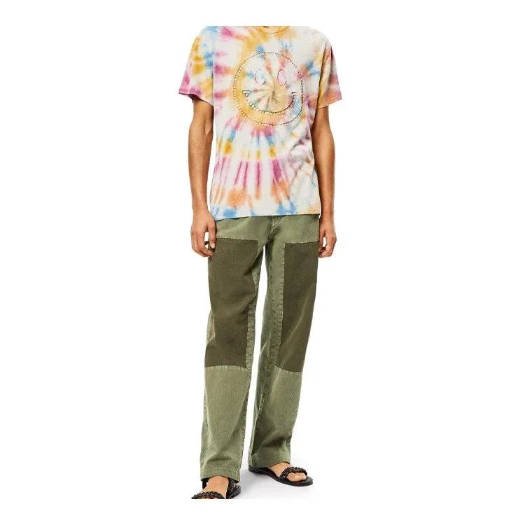 Maglietta unisex a maniche corte con stampa “faccia sorridente” in stile tie-dye multicolore H616341X79-9990