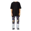 Maglietta unisex nera a maniche corte dal taglio ampio con motivo smiley ricamato S616341X20-1100
