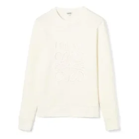 Maglione da uomo in cotone con logo Loewe Anagram ricamato, bianco crema H526341Xa1-2370