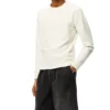 Maglione da uomo in cotone con logo Loewe Anagram ricamato, bianco crema H526341Xa1-2370