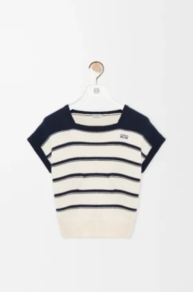 Maglione senza maniche in cotone e lana