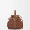 Mini borsa a cesto rotonda “Diamond” in pelle di vitello