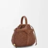 Mini borsa a cesto rotonda “Diamond” in pelle di vitello