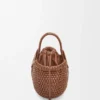 Mini borsa a cesto rotonda “Diamond” in pelle di vitello