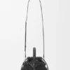 Mini borsa a cesto rotonda “Diamond” in pelle di vitello