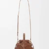Mini borsa a cesto rotonda “Diamond” in pelle di vitello