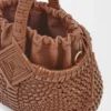 Mini borsa a cesto rotonda “Diamond” in pelle di vitello