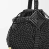 Mini borsa a cesto rotonda “Diamond” in pelle di vitello
