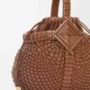 Mini borsa a cesto rotonda “Diamond” in pelle di vitello