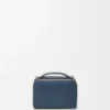 Mini borsa a tracolla per fotocamera in pelle di vitello satinata