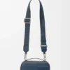 Mini borsa a tracolla per fotocamera in pelle di vitello satinata