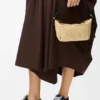 Mini borsa Cala in pelle di vitello classica e rafia