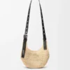 Mini borsa Hobo Punch Hole in rafia e pelle di vitello