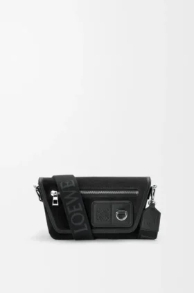 Mini Flex Messenger in tela e pelle scamosciata