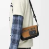 Mini Flex Messenger in tela e pelle scamosciata