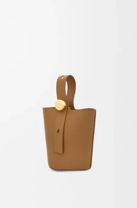 Mini Pebble Bucket in pelle di vitello liscia