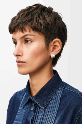 Orecchini a cerchio piccoli “Nest” in argento sterling e smalto