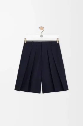 Pantaloncini a pieghe in cotone e lino