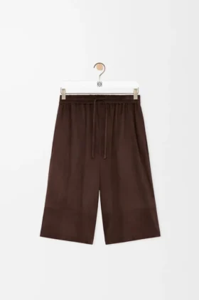 Pantaloncini con coulisse in pelle di capra scamosciata