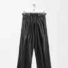 Pantaloni con cintura in pelle di agnello nappa