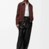 Pantaloni con cintura in pelle di agnello nappa