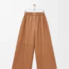 Pantaloni cropped in pelle di agnello nappa