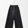 Pantaloni cropped in pelle di agnello nappa