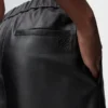 Pantaloni cropped in pelle di agnello nappa