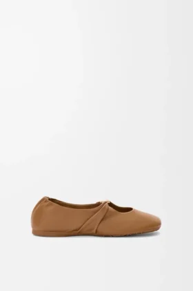 Pebble Ballerina morbida con motivo a ciottoli in pelle di agnello nappa
