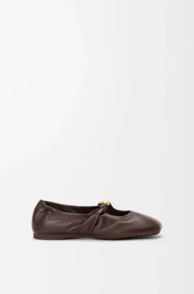Pebble Ballerina morbida con motivo a ciottoli in pelle di agnello nappa