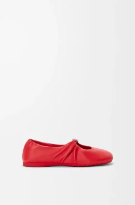 Pebble Ballerina morbida con motivo a ciottoli in pelle di agnello nappa