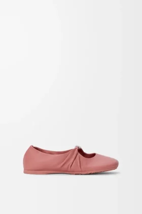 Pebble Ballerina morbida con motivo a ciottoli in pelle di agnello nappa