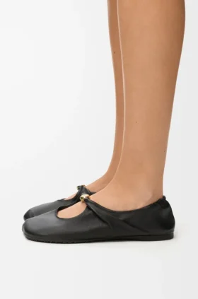 Pebble Ballerina morbida con motivo a ciottoli in pelle di agnello nappa
