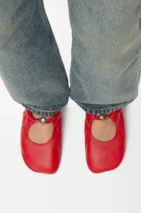 Pebble Ballerina morbida con motivo a ciottoli in pelle di agnello nappa