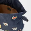 Pochette Flamenco media con gatti in denim ricamato