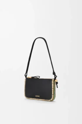 Pochette Rio in pelle di vitello classica e rafia
