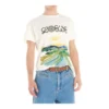 Polo da uomo Loewe in cotone con stampa acquerello a maniche corte, bianco H6109831Pc-2100