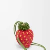 Portamonete a forma di fragola in rafia e pelle di vitello classica