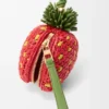 Portamonete a forma di fragola in rafia e pelle di vitello classica