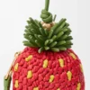 Portamonete a forma di fragola in rafia e pelle di vitello classica