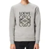 Pullover da uomo in cotone con logo Loewe Anagram ricamato, grigio H526341Xa1-1440