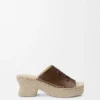 Sandalo espadrilla con plateau a forma di petalo in pelle di vitello conciata al vegetale