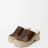 Sandalo espadrilla con plateau a forma di petalo in pelle di vitello conciata al vegetale