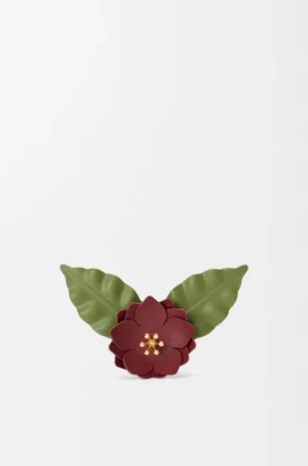 Spilla a forma di fiore in pelle di vitello classica