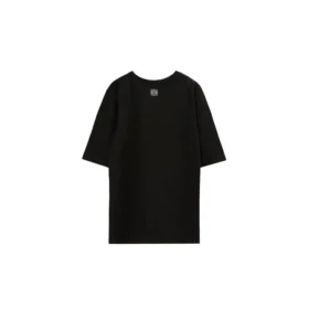 Stampa con slogan sul petto, maniche corte, unisex, nero H000341X11