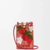 Tascellino a coulisse Strawberry in pelle di vitello classica e rafia