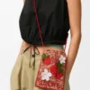 Tascellino a coulisse Strawberry in pelle di vitello classica e rafia