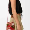 Tascellino a coulisse Strawberry in pelle di vitello classica e rafia
