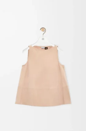 Top in pelle di capra scamosciata