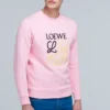 Uomo” loewe Anagram ricamato, maglietta sportiva a maniche lunghe, rosa e rosso, H6109900Cr-7080